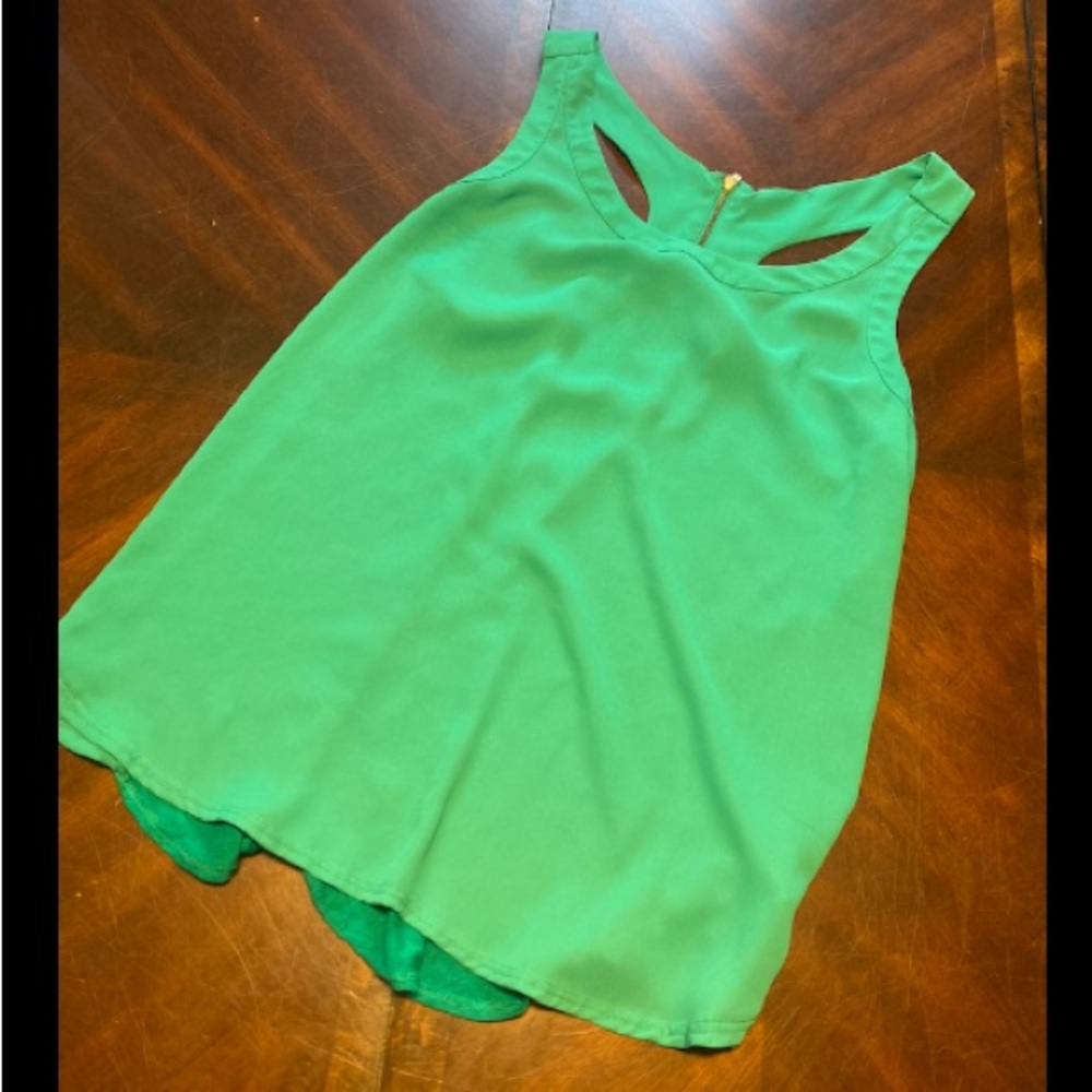 Express Bright Green Sleeveless Keyhole Tank